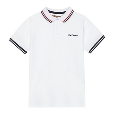 Boys' white pique polo shirt